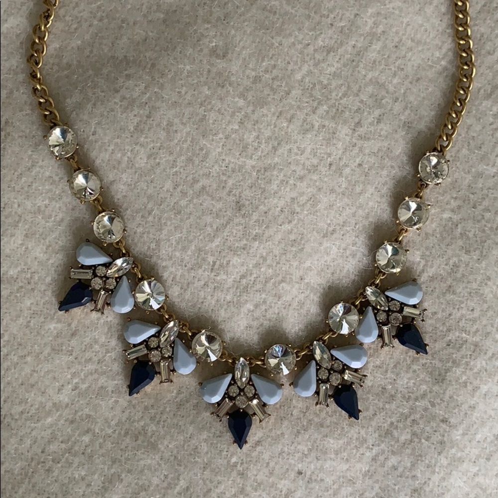 J Crew Blue Rhinestone Statement Necklace